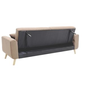 Sofa bed Carmelo with beige textile fabric 214x80x86cm