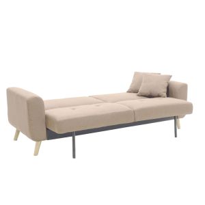 Sofa bed Carmelo with beige textile fabric 214x80x86cm
