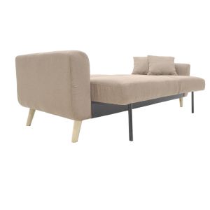 Sofa bed Carmelo with beige textile fabric 214x80x86cm