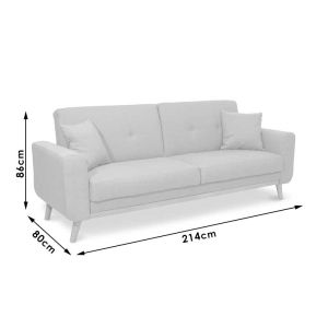 Sofa bed Carmelo with beige textile fabric 214x80x86cm