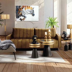 Разтегателен диван Comfort цвят охра 235x104x80см