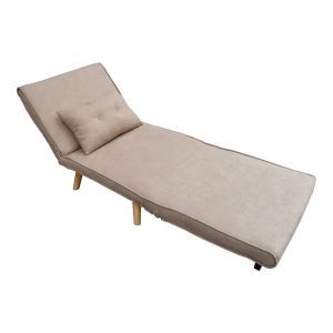 Sofa bed Josuane beige fabric and natural wood leg 77x80x81cm
