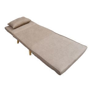 Sofa bed Josuane beige fabric and natural wood leg 77x80x81cm