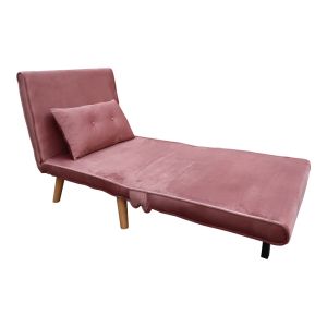 Sofa bed Josuane rotten apple velvet and wooden leg in natural shade 77x80x81cm