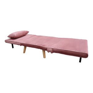Sofa bed Josuane rotten apple velvet and wooden leg in natural shade 77x80x81cm