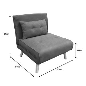 Sofa bed Josuane rotten apple velvet and wooden leg in natural shade 77x80x81cm
