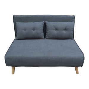 Sofa bed Josuane two-seater anthracite fabric and natural wood leg 117x80x81cm