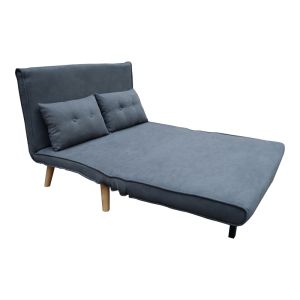 Sofa bed Josuane two-seater anthracite fabric and natural wood leg 117x80x81cm