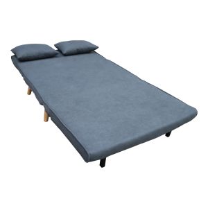 Sofa bed Josuane two-seater anthracite fabric and natural wood leg 117x80x81cm