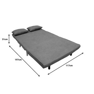 Sofa bed Josuane two-seater anthracite fabric and natural wood leg 117x80x81cm