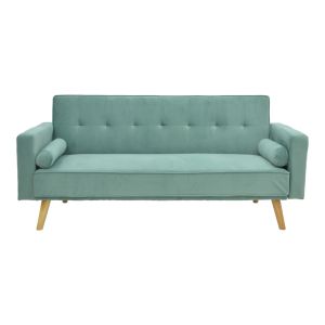 Sofa bed Success 3-seater velvet fabric in mint shade 190x80x84cm