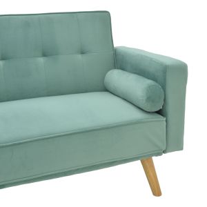 Sofa bed Success 3-seater velvet fabric in mint shade 190x80x84cm