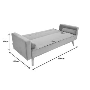 Sofa bed Success 3-seater velvet fabric in mint shade 190x80x84cm