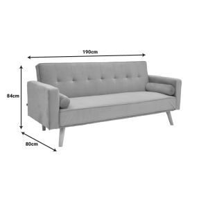 Sofa bed Success 3-seater velvet fabric in anthracite color 190x80x84cm