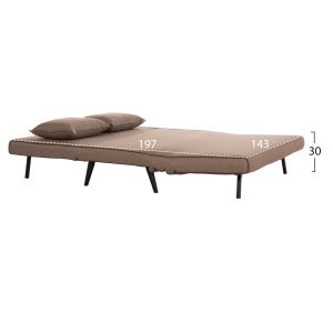 Sofa bed for 2 people Asma Hm3077.07 fabric color dark beige 143x78x84cm.