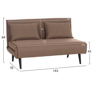 Sofa bed for 2 people Asma Hm3077.07 fabric color dark beige 143x78x84cm.