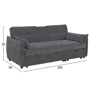 Multi-shaped sofa bed 2-seater Velar Hm3305.01 gray fabric 208x86x85cm.
