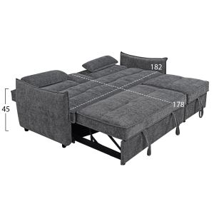 Multi-shaped sofa bed 2-seater Velar Hm3305.01 gray fabric 208x86x85cm.