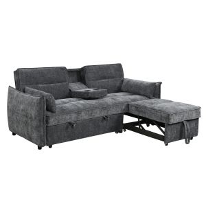 Multi-shaped sofa bed 2-seater Velar Hm3305.01 gray fabric 208x86x85cm.