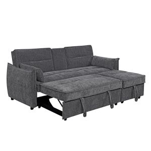 Multi-shaped sofa bed 2-seater Velar Hm3305.01 gray fabric 208x86x85cm.