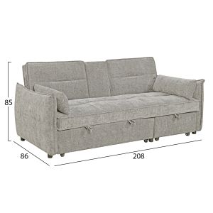 Multi-shaped sofa bed 2-seater Velar Hm3305.03 beige fabric 207x90x80cm.