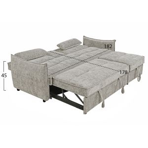 Multi-shaped sofa bed 2-seater Velar Hm3305.03 beige fabric 207x90x80cm.