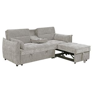 Multi-shaped sofa bed 2-seater Velar Hm3305.03 beige fabric 207x90x80cm.