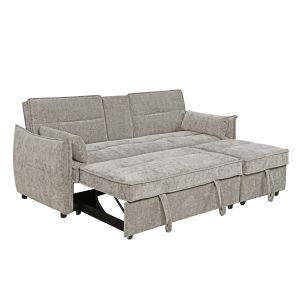 Multi-shaped sofa bed 2-seater Velar Hm3305.03 beige fabric 207x90x80cm.