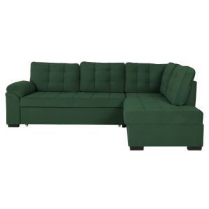 Right-angle sofa bed Jade Hm3144,05r with plush fabric, Cyprus green color 250x80-180x73-88hcm