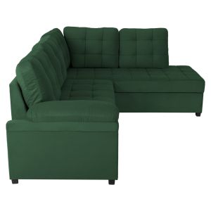 Right-angle sofa bed Jade Hm3144,05r with plush fabric, Cyprus green color 250x80-180x73-88hcm