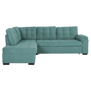 Left corner sofa bed Jade Hm3144,04l with plush fabric, green color 250x80-180x73-88hcm