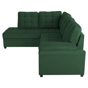 Left corner sofa bed Jade Hm3144,05l with plush fabric Cyprus green 250x80-180x73-88hcm