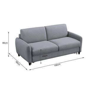 Sofa bed with folding mattress Etudine Hm3311.01 gray fabric 190x98x90cm