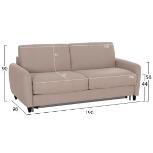 Sofa bed with folding mattress Etudine Hm3311.02 beige fabric 190x98x90cm
