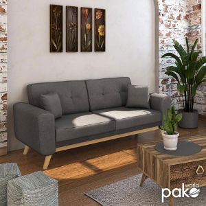 Sofa bed Carmelo three-seater, fabric, gray
