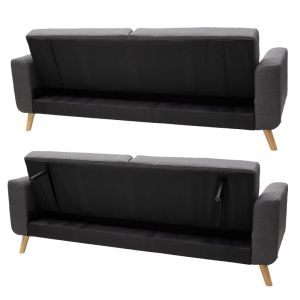 Sofa bed Carmelo three-seater, fabric, gray