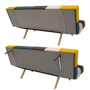 Three-seater sofa bed Freddo multi-colored fabric
