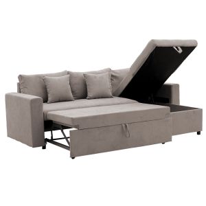 Lilian reversible sofa bed in beige color 225x148x81cm