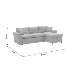 Lilian reversible sofa bed in beige color 225x148x81cm