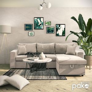 Lilian reversible sofa bed in beige color 225x148x81cm