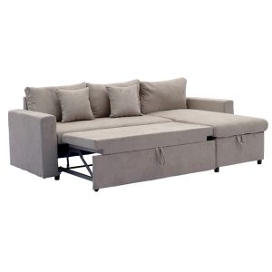Lilian reversible sofa bed in beige color 225x148x81cm