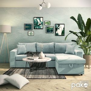 Lilian reversible sofa bed, mint color, 225x148x81cm