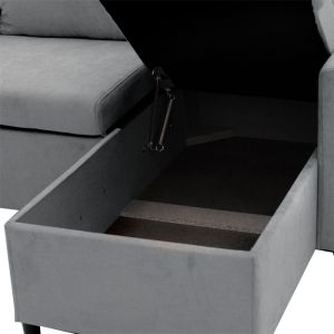 Lilian reversible corner sofa bed with textile upholstery 225x148x81cm