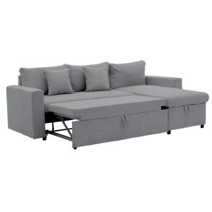 Lilian reversible corner sofa bed with textile upholstery 225x148x81cm