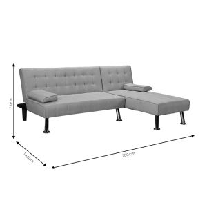 Corner sofa bed Brisk Brown - textile fabric, gray color 200x146x75cm