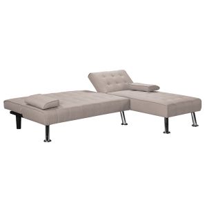 Corner sofa bed Brisk Brown - textile fabric, gray color 200x146x75cm