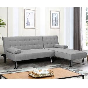 Corner sofa bed Brisk textile fabric gray 200x146x75cm