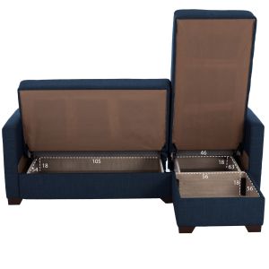 Ghufran Hm3244.07 reversible corner sofa bed with chest of drawers - with blue textile fabric 200x133x77hcm