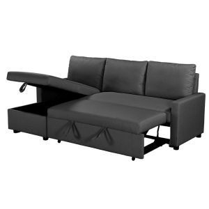 Corner reversable sofa-bed Infuse with storage space anthracite fabric 203x130x88cm