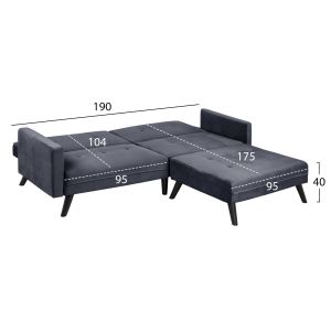 Corner sofa bed Livia Dream with stool Hm3151,01 211x158x83cm
